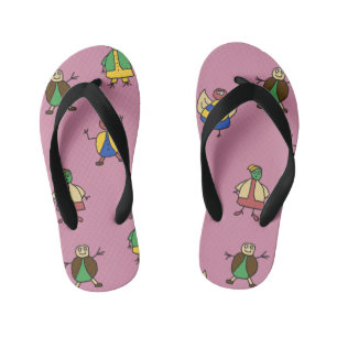 Tongs Enfants Enfants Cartoon Fun Family Girl sur une couleur