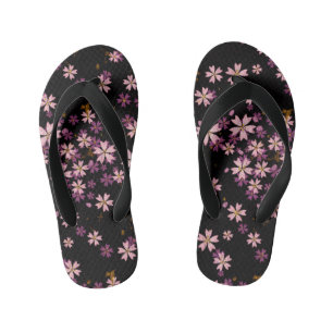 Tongs Enfants Enfants Fleurs sauvages lavande violet moderne sur