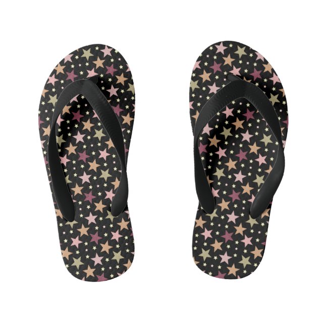 Tongs Enfants Étoiles colorées sur noir (Semelle)