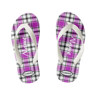 Tongs Enfants Fille mauve Plaid HAMbWG Flip Flops