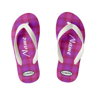 Tongs Enfants Fille mauve Plaid HAMbWG Flip Flops