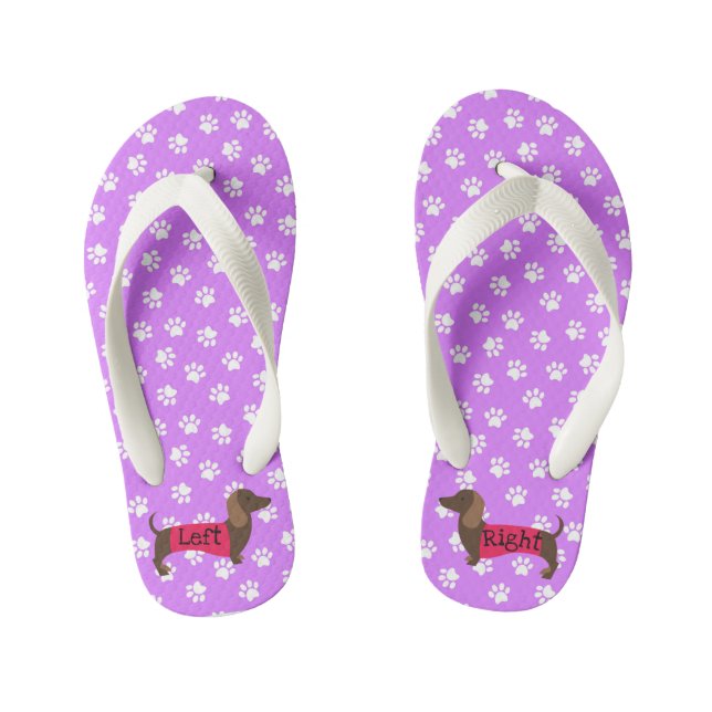 Tongs Enfants Filles Violet Dachshund Flip Flops (Semelle)