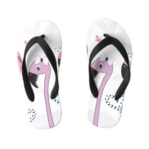 Tongs Enfants Flamant rose d'été : Illustration Vintage de plage