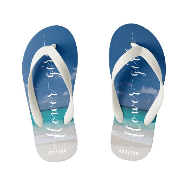 Tongs Enfants Fleur Calligraphie Plage Mariage Flip Flops (Semelle)