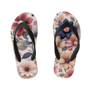 Tongs Enfants Fleurs audacieuses et rose motif