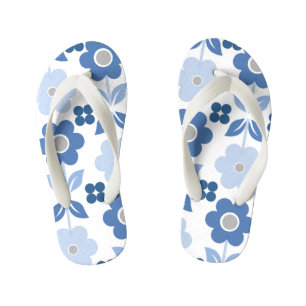 Tongs Enfants Fleurs Bleues Rétro Flops pour enfants