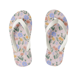 Tongs Enfants Fleurs sauvages Conception florale botanique Rose