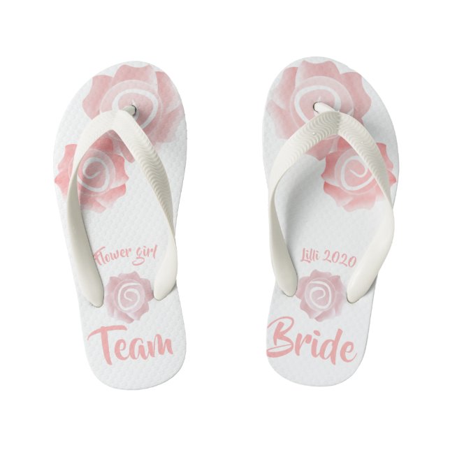 Tongs Enfants Flower Girl mariage Rose Flip Flops (Semelle)