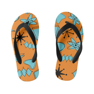 Tongs Enfants Formes atomiques MCM Turquoise sur orange