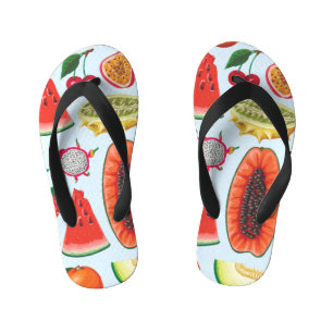 Tongs Enfants Fruits Exotiques : Imprimé tendance sans couture.