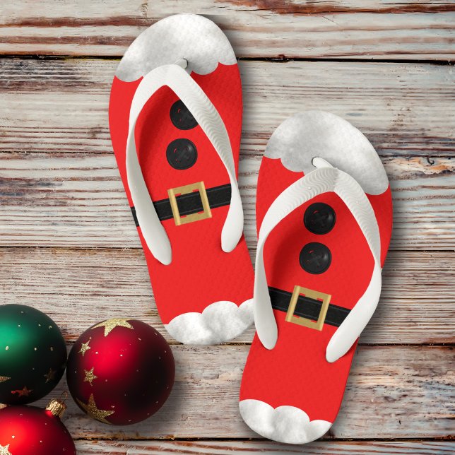 Tongs Enfants Garçons Red Elf Santas Helper Festive Flip Flops (Simple Santa flips flops for Christmas in July or the one in December)