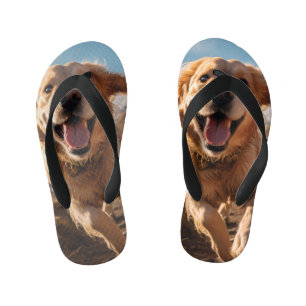 Tongs Enfants Golden Retriever heureux en train de courir