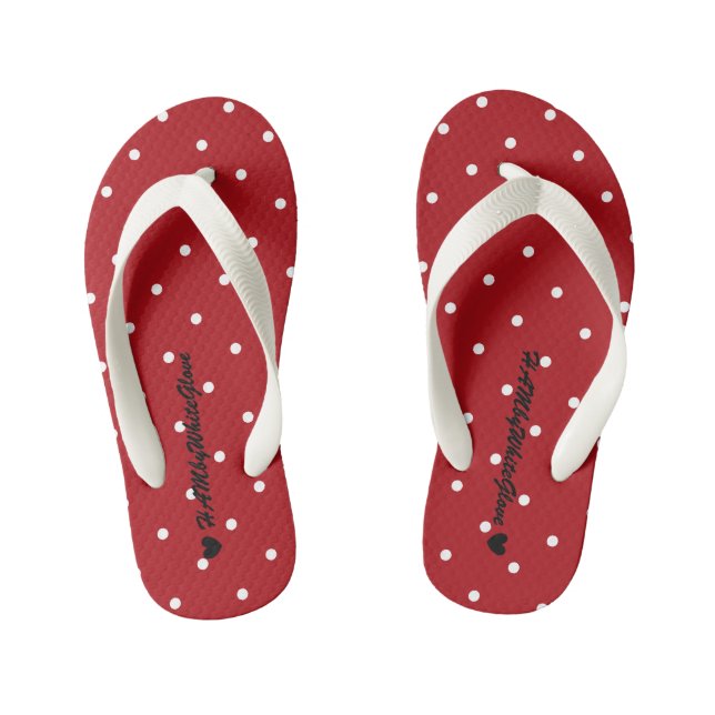 Tongs Enfants HAMbyWG - Flip-Flops - Rouge avec de minuscules po (Semelle)