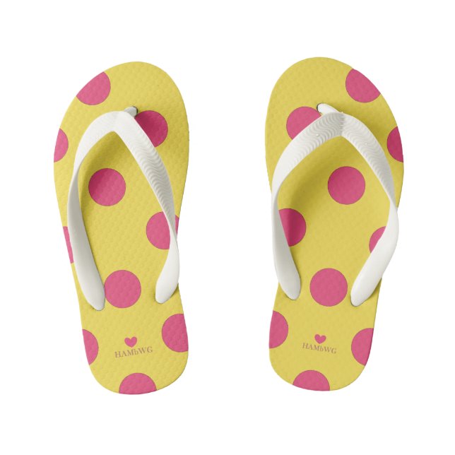 Tongs Enfants HAMbyWhiteGlove - Retourner - Flops - Pois roses (Semelle)