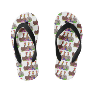 Tongs Enfants Illustration de dessin animé de poules à tricoter