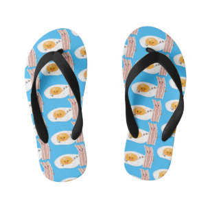 Tongs Enfants Illustration de l'oeuf de Cute kawaii et du bacon