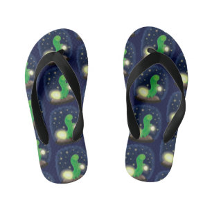 Tongs Enfants Illustration de ver luisant vert mignon en style c