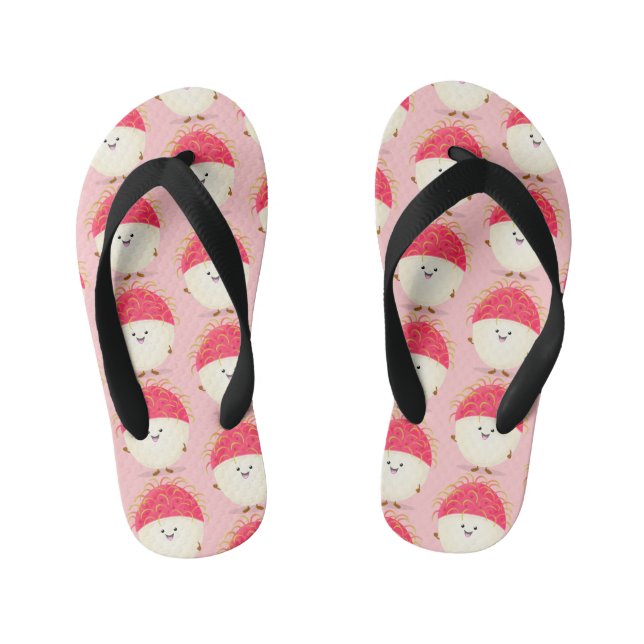 Tongs Enfants Illustration mignon du ramboutan rose (Semelle)