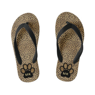 Tongs Enfants Initiales filles sur Cheetah Poster de animal Chat