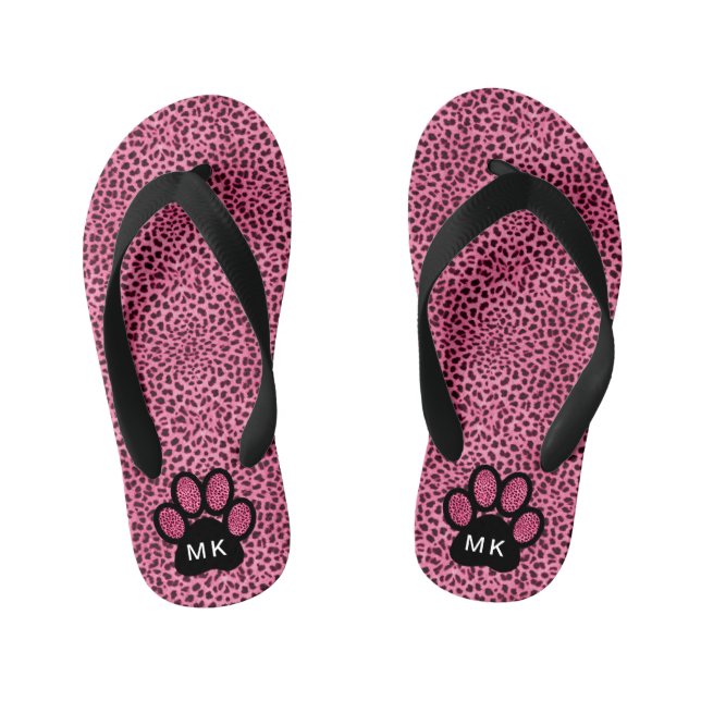 Tongs Enfants Initiales filles sur Empreinte de patte de chat Ch (Semelle)