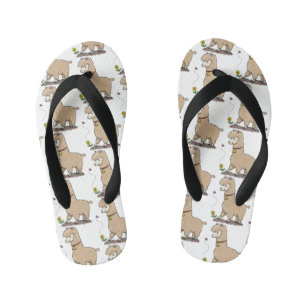 Tongs Enfants Joli alpaga joyeux avec dessin animé de papillon