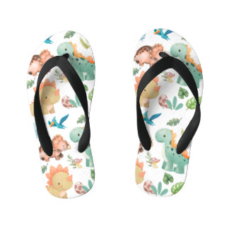 Tongs Enfants Joli Dinosaure Vert