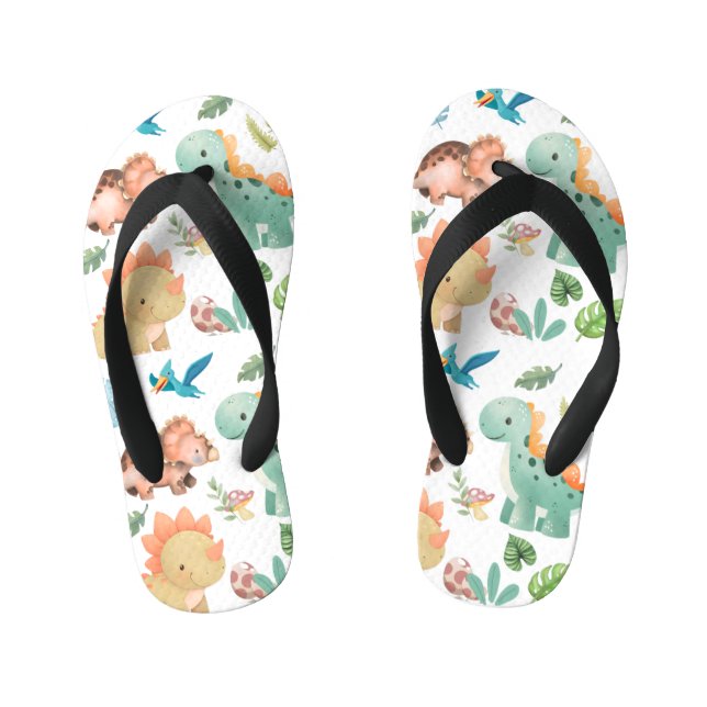 Tongs Enfants Joli Dinosaure Vert (Semelle)