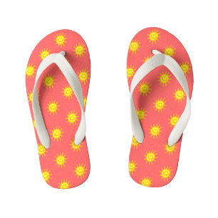 Tongs Enfants Joli visage heureux fantaisiste Soleil Corail Plag