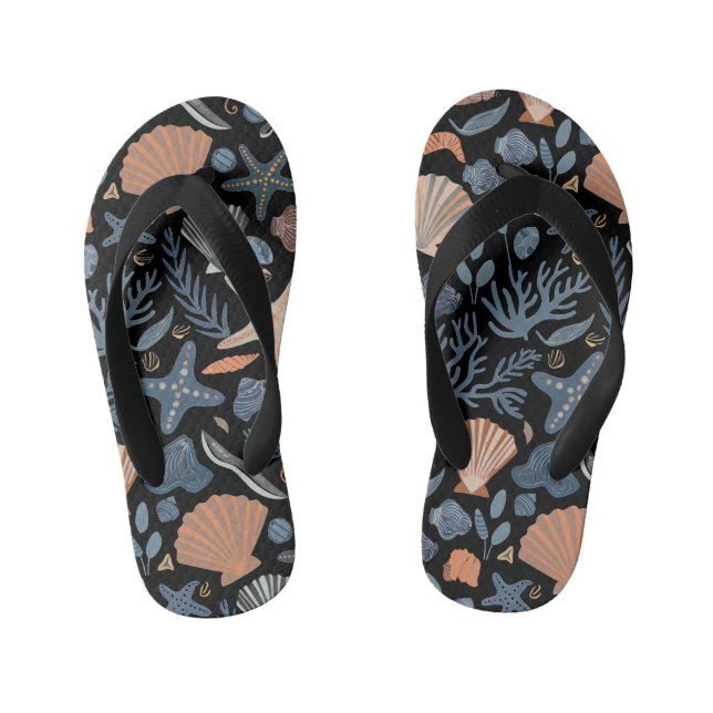 Tongs Enfants Jolie aquarelle coquillage corail (Semelle)