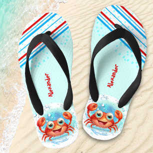 Tongs Enfants Joyeux Crabe Boy Nom de plage Enfants Flip Flops