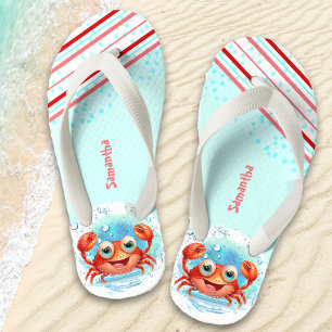 Tongs Enfants Joyeux Crabe Fille Nom de plage Enfants Flip Flops