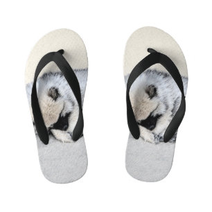 Tongs Enfants Keeshond Sleeping Puppy Peinture Chien Art origina