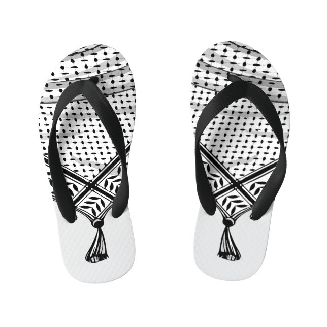 Tongs Enfants Keffiyeh Écharpe palestinienne tissu traditionnel (Semelle)