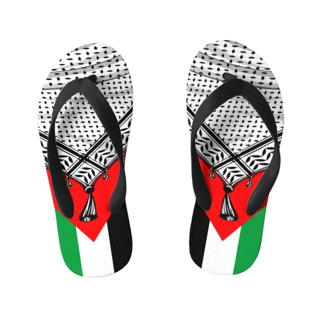 Tongs Enfants Keffiyeh Écharpe palestinienne tissu traditionnel (Semelle)