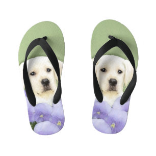 Tongs Enfants Labrador Retriever Puppy Painting Original Chien A