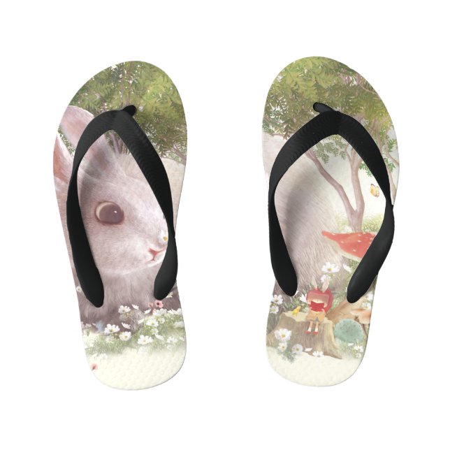 Tongs Enfants Lapin avec Fleurs (Semelle)