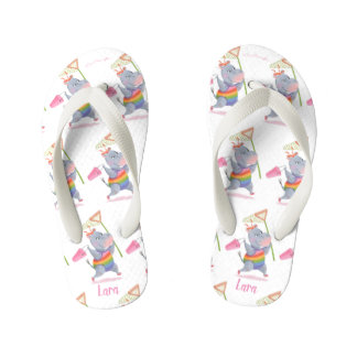 Tongs Enfants Lara - Rainbow Hippo Happiness - Kids Flip Flops