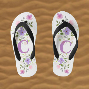 Tongs Enfants Lettre initiale C Plus Design floral