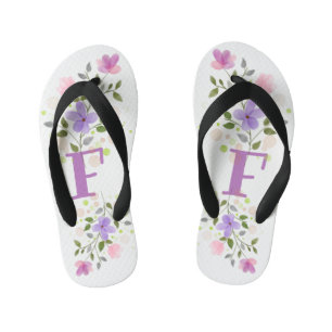 Tongs Enfants Lettre initiale F Plus Design floral
