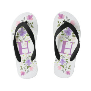 Tongs Enfants Lettre initiale H Plus Design floral