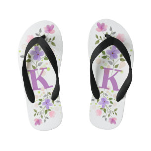 Tongs Enfants Lettre initiale K Plus Design floral