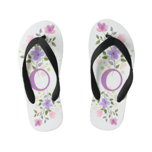 Tongs Enfants Lettre initiale O Plus Design floral