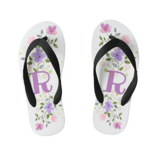 Tongs Enfants Lettre initiale R Plus Floral Design