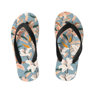 Tongs Enfants Lily Floral Blue Vintage Print