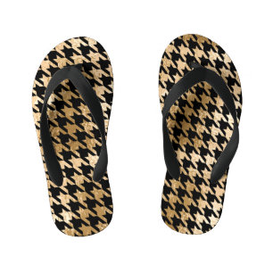 Tongs Enfants L'or métallique accroche la dent, motif de mode.