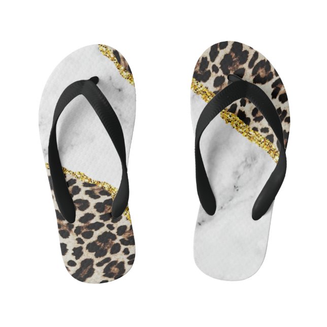 Tongs Enfants Marbre intérieur Leopard de luxe main Parties scin (Semelle)