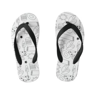 Tongs Enfants Modèle de contours de thème de plage d'été