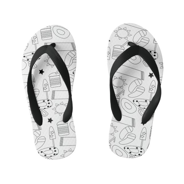 Tongs Enfants Modèle de contours de thème de plage d'été (Semelle)