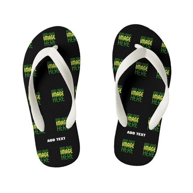 TONGS ENFANTS MODELE DE TEXTE D'IMAGE NOIRE SIMPLE ET MODIFIABLE (Semelle)