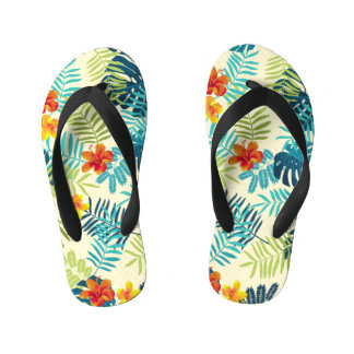 Tongs Enfants Monstère tropicale Hibiscus Motif d'été